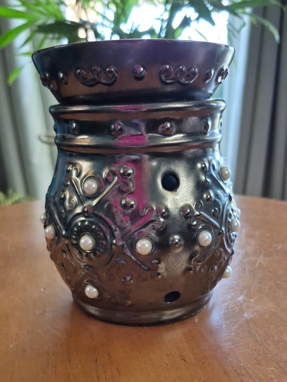 Scentsy Retired Margot Metallic Bronze Pearl-Embellished Wax Warmer